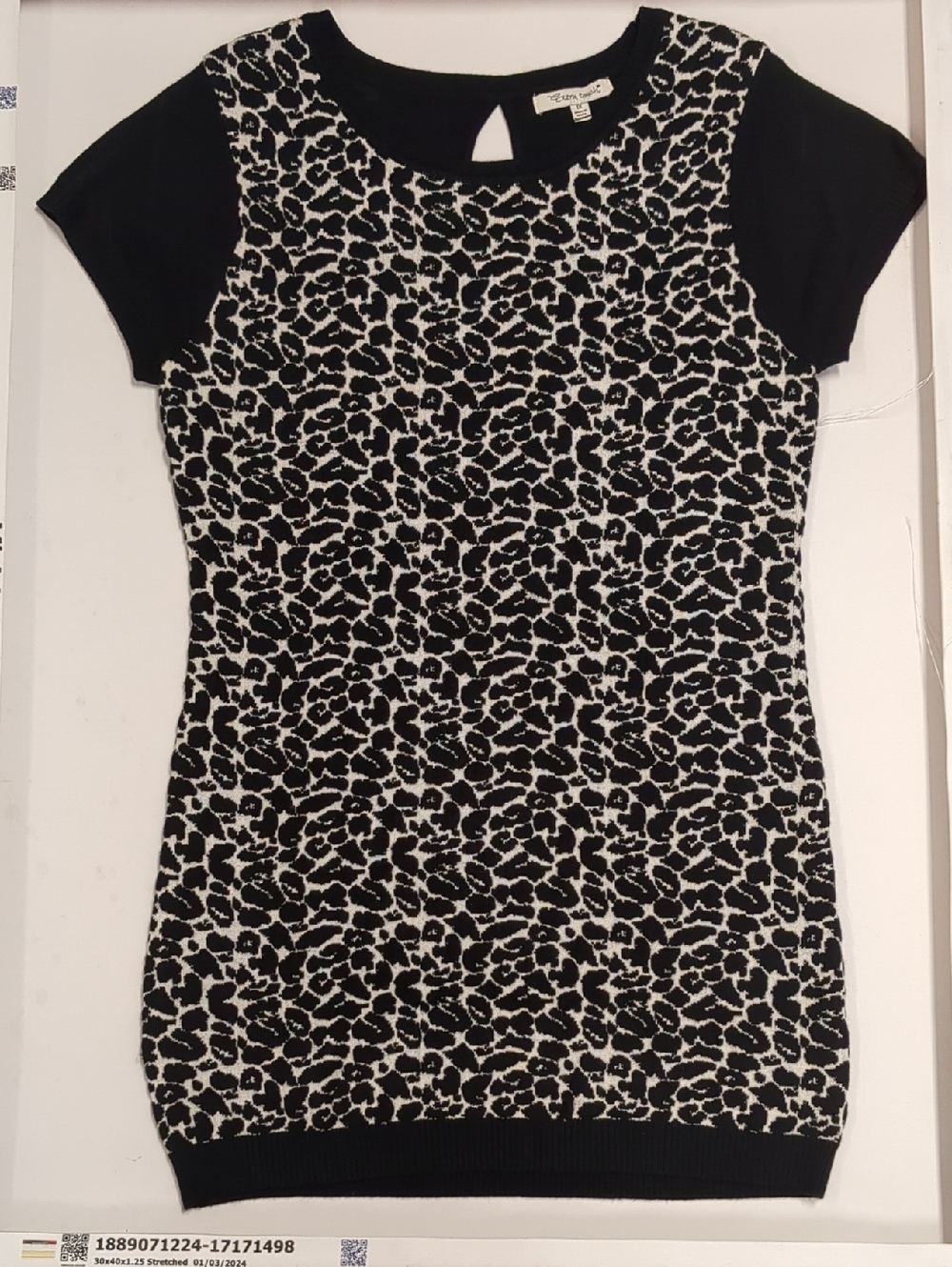 Extra Touch Black and White Leopard-Print Mini Dress